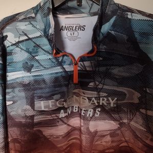 Legendary Anglers Shirt 1/4 ZIP Large Tall Polyester Spandex in Good Condition